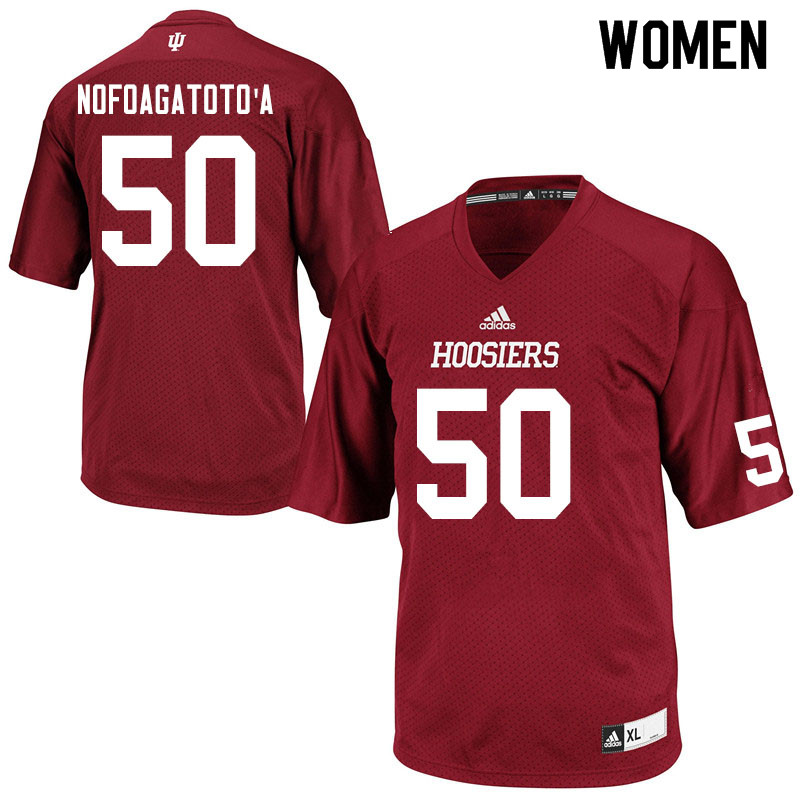 Women #50 Sio Nofoagatoto'a Indiana Hoosiers College Football Jerseys Sale-Crimson